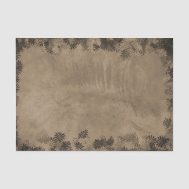 Textil Vintage rustikale Sepia Blumenmuster Design Seidenpapier (Vorderseite)