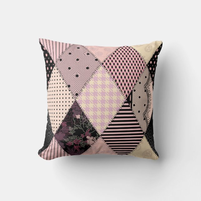 Textil Wäsche: Patchwork Vintage Muster Kissen (Vorderseite)
