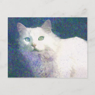 Textil-weiße Katze Postkarte