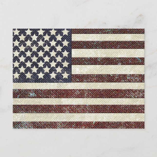 Textile amerikanische Flagge Postkarte (Vorderseite)