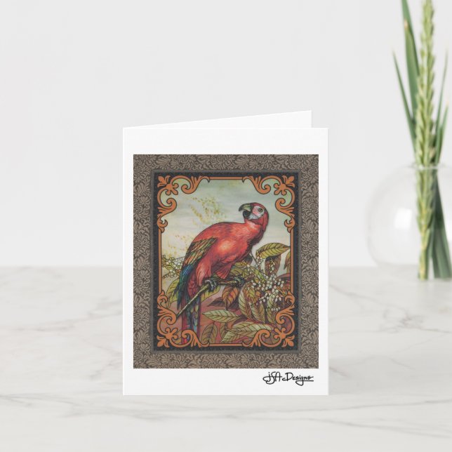 Textile Art Bird Notecard Karte (Vorderseite)