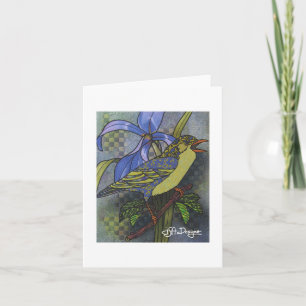 Textile Art Bird Notecard Karte