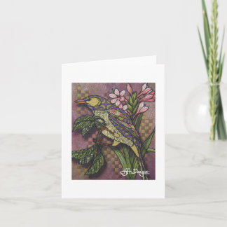 Textile Art Bird Notecard Karte