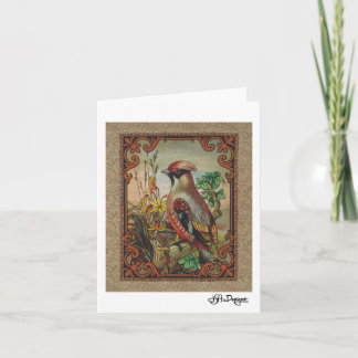 Textile Art Bird Notecard Karte