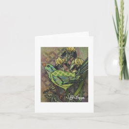 Textile Art Bird Notecard Karte