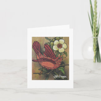 Textile Art Bird Notecard Karte