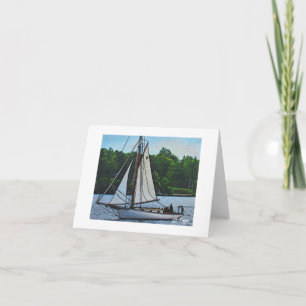 Textile Art Boat Notecard Karte
