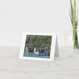 Textile Art Boat Notecard Karte