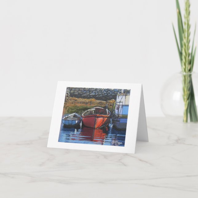 Textile Art Boat Notecard Karte (Vorderseite)