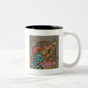 Textile Art Cat Tasse