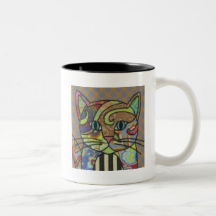 Textile Art Cat Tasse