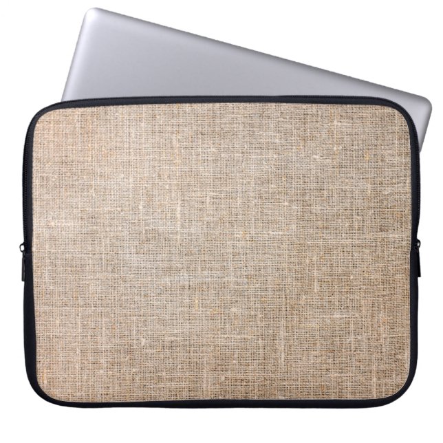 Textile Jute braune Textur Laptopschutzhülle (Vorderseite)