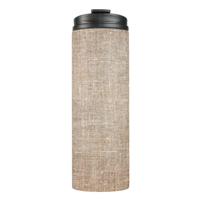 Textile Jute braune Textur Thermosbecher (Vorderseite)