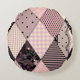 Textile Lingerie: Patchwork Vintages Muster Rundes Kissen