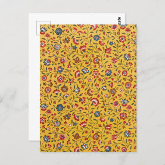 Textile Nelken und andere Blume Muster Postkarte