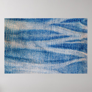 Textilien aus blauem Jeans, textiler Hintergrund Poster