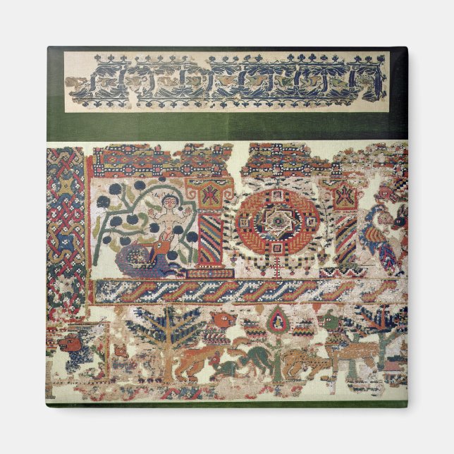 Textilinfragment, das Jonah und den Wal darstellt Magnet (Vorne)