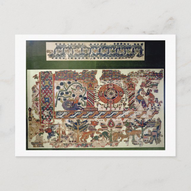 Textilinfragment, das Jonah und den Wal darstellt Postkarte (Vorderseite)