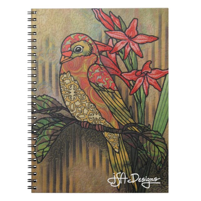 Textilkunst-Vogel-Notizbuch Notizblock (Vorderseite)