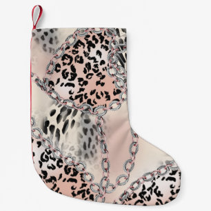 Textilleopard: Blumenkettenmuster. Kleiner Weihnachtsstrumpf