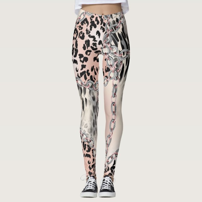 Textilleopard: Blumenkettenmuster. Leggings (Vorderseite)