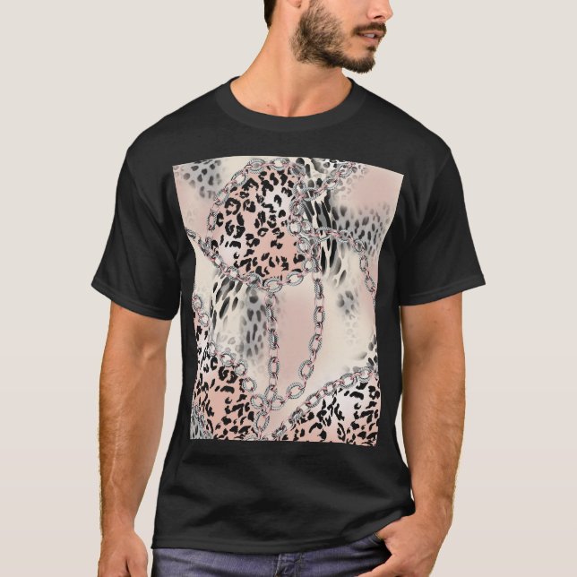 Textilleopard: Blumenkettenmuster. T-Shirt (Vorderseite)