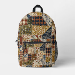 Textilmosaik im Vintage-Stil. Bedruckter Rucksack