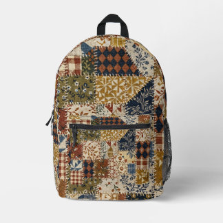 Textilmosaik im Vintage-Stil. Bedruckter Rucksack