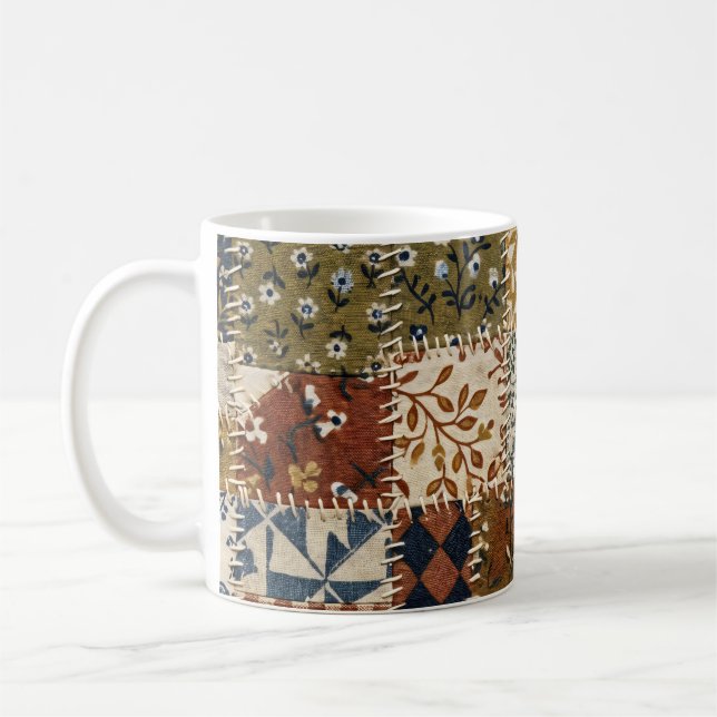 Textilmosaik im Vintage-Stil. Kaffeetasse (Links)