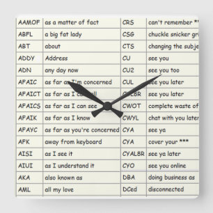 Texting - Wall Clock (A thur D) Quadratische Wanduhr