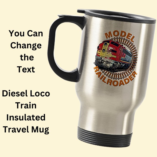Textmodell Bahnfahrer roter gelber Diesel ändern Reisebecher (Von Creator hochgeladen)
