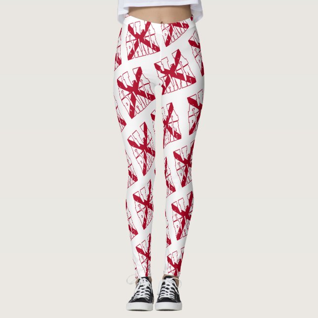 Textmuster der Alabama-Staatsflagge Leggings (Vorderseite)