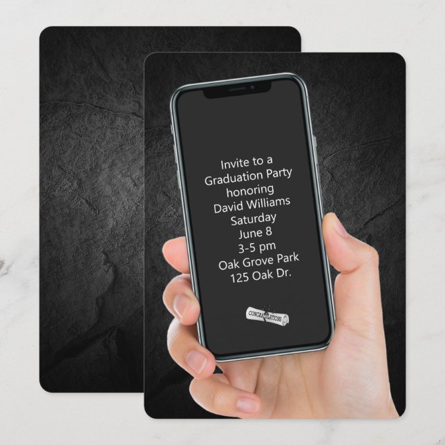 Textnachricht der Graduierungspartei Einladung (Vorne/Hinten)