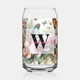 Textname Tropische Blume Blätter Aquarell Dosenglas