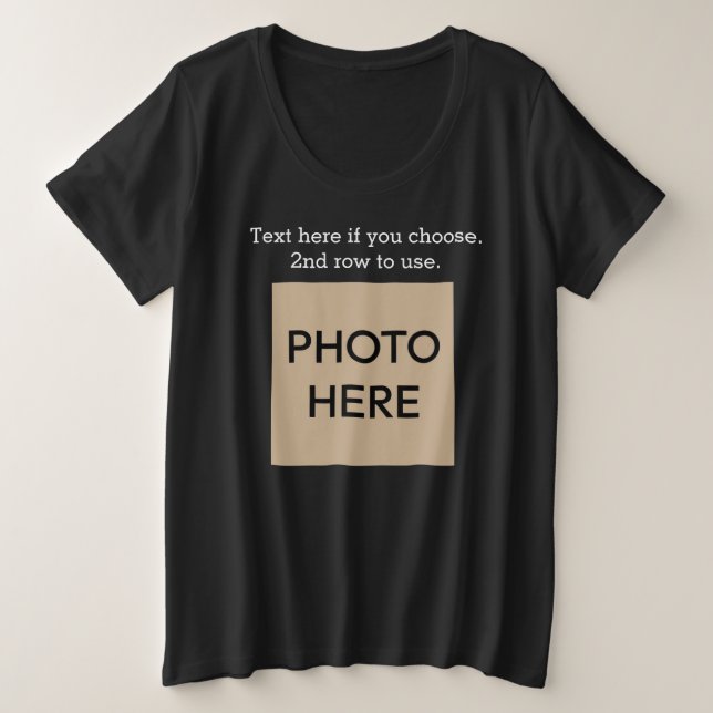 Textname und Foto, Schwarzer T - Shirt mit Comfy P (Design vorne)