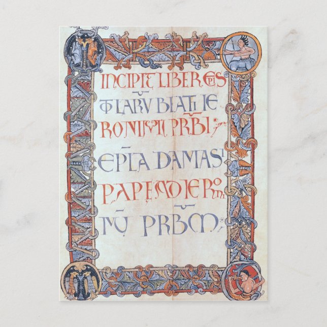 Textseite mit florisiertem Rand Postkarte (Vorderseite)