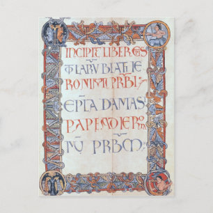 Textseite mit florisiertem Rand Postkarte