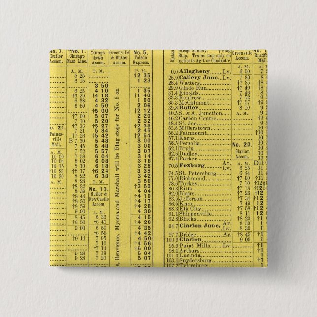 Textseite Pittsburgh und Western Railway Company Button (Vorderseite)