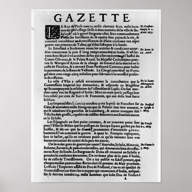 Textseite von "La Gazette" Poster (Vorne)