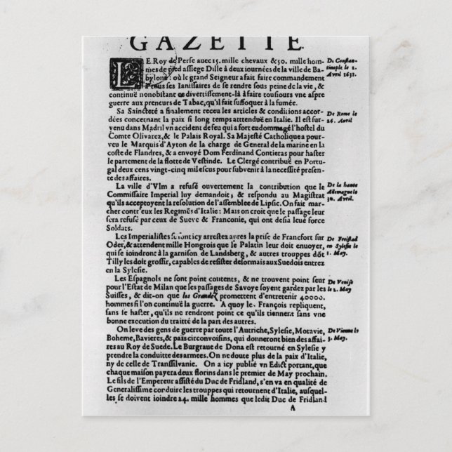 Textseite von "La Gazette" Postkarte (Vorderseite)