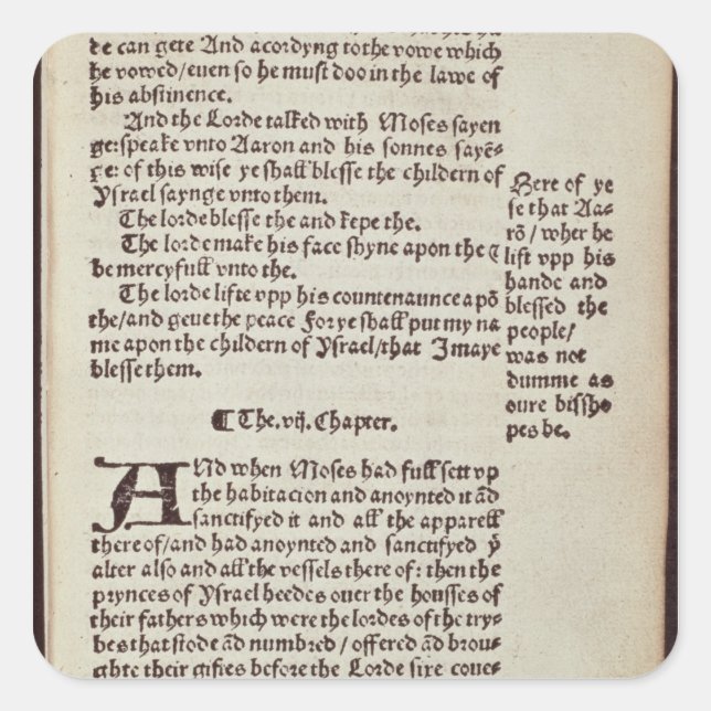 Textseite zum alten Testament Quadratischer Aufkleber (Vorderseite)