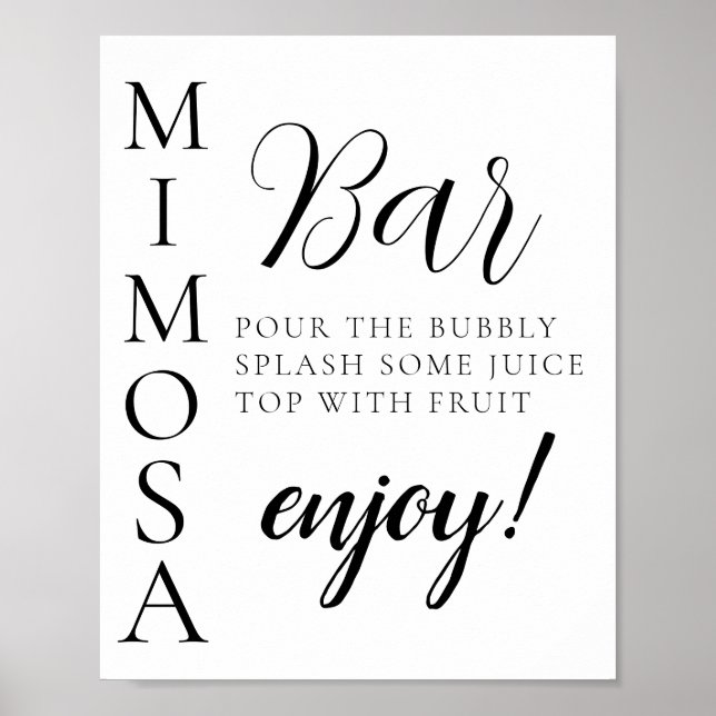 Textskript Minimale Mimosa-Bar-Beschilderung Poster (Vorne)