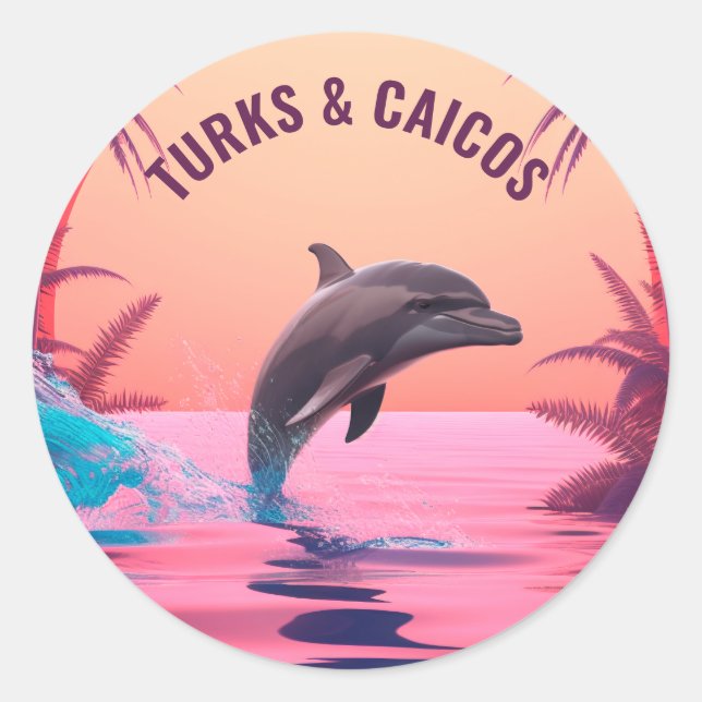 Texttürme und Caicos-Dolphin Runder Aufkleber (Vorderseite)