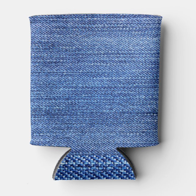 Textur aus blauem Denim Dosenkühler (Vorderseite)
