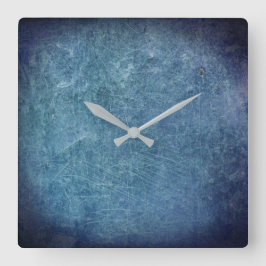 Textur aus blauem Metall Quadratische Wanduhr