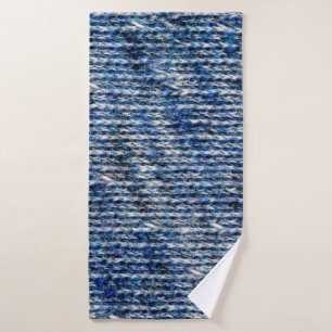 Textur aus blauem Strickwolle Badehandtuch