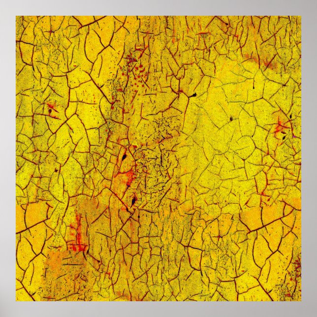 Textur der alten gelben Farbe crackedabstract,alte Poster (Vorne)
