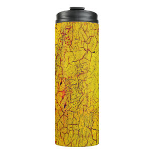 Textur der alten gelben Farbe crackedabstract,alte Thermosbecher
