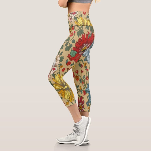 Textur der Blume Capri Leggings (Links)