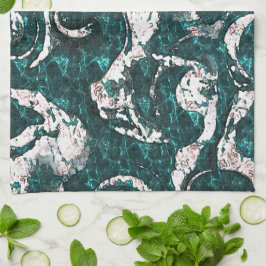 Textur der weißen Flecken, gemischt mit Aquamarin Geschirrtuch